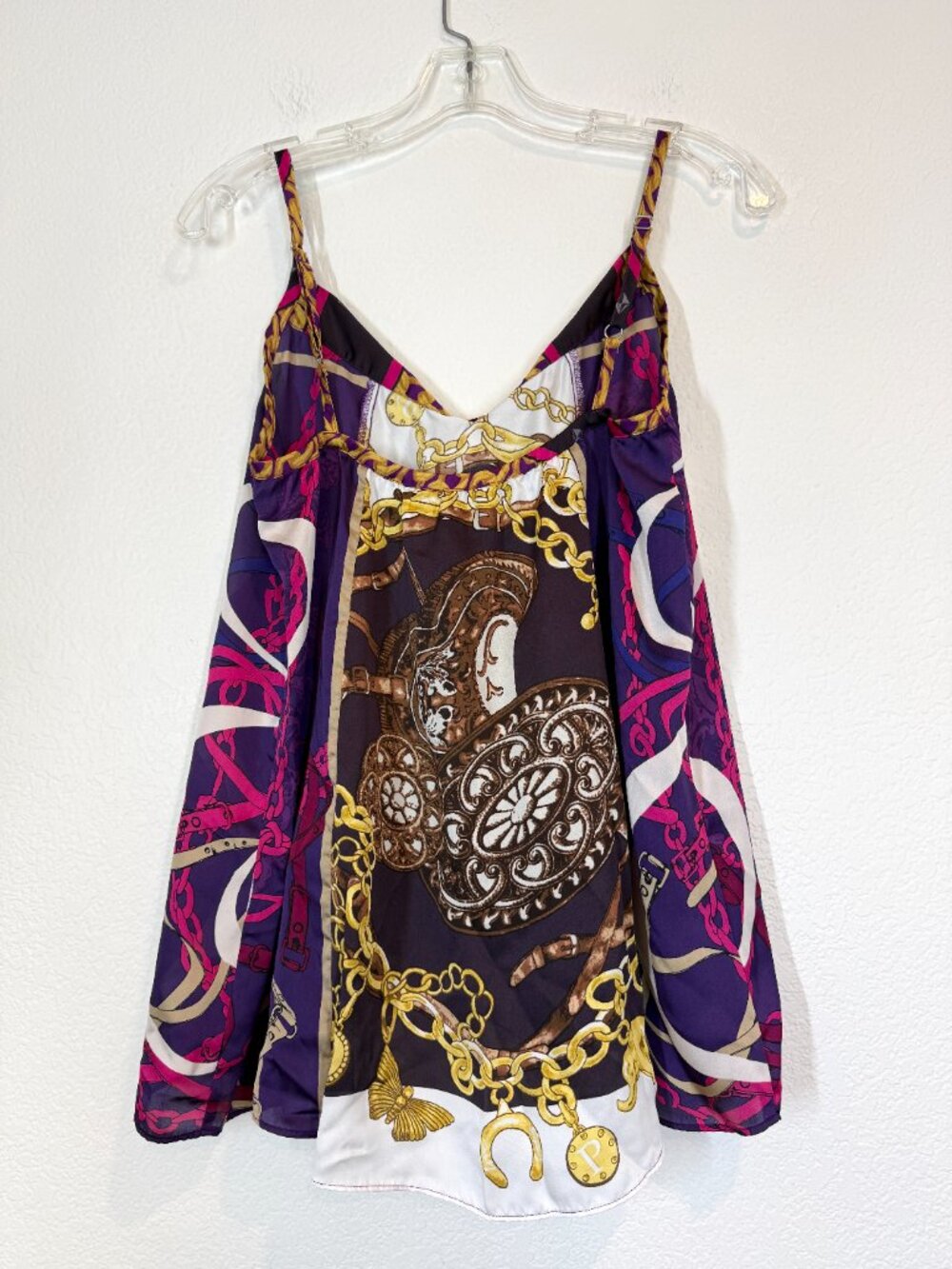 Express Tunic Top Flowy Purple White Baroque Western Medium - Picture 3 of 9
